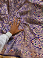 Royal Blue 100% Pure Banarasi Katan Silk Meenakari Brocade Saree