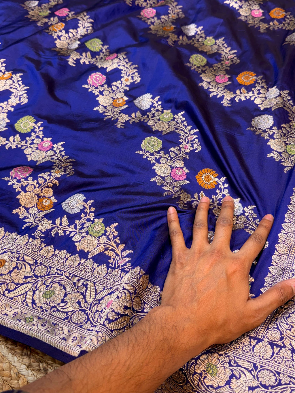 Royal Blue 100% Pure Banarasi Katan Silk Meenakari Saree
