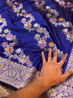 Royal Blue 100% Pure Banarasi Katan Silk Meenakari Saree