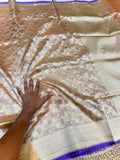 Diamond Gold 100% Pure Tissue Silk Banarasi Partywear Saree