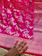Rani Pink 100% Pure Banarasi Katan Silk Saree