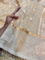 Diamond Gold 100% Pure Banarasi Tissue Silk Handloom Handwoven Saree