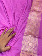 Fuscia Pink 100% Pure Banarasi Katan Silk Meenakari Saree