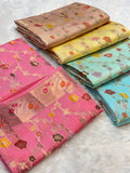 Baby Pink 100% Pure Banarasi Raw Mango Silk Saree