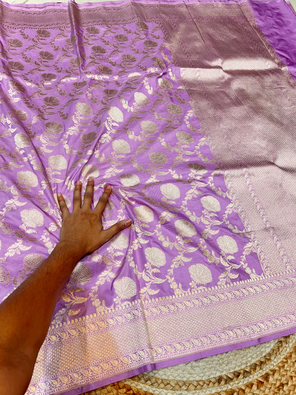 Lavender 100% Pure Banarasi Katan Silk Saree