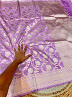 Lavender 100% Pure Banarasi Katan Silk Saree