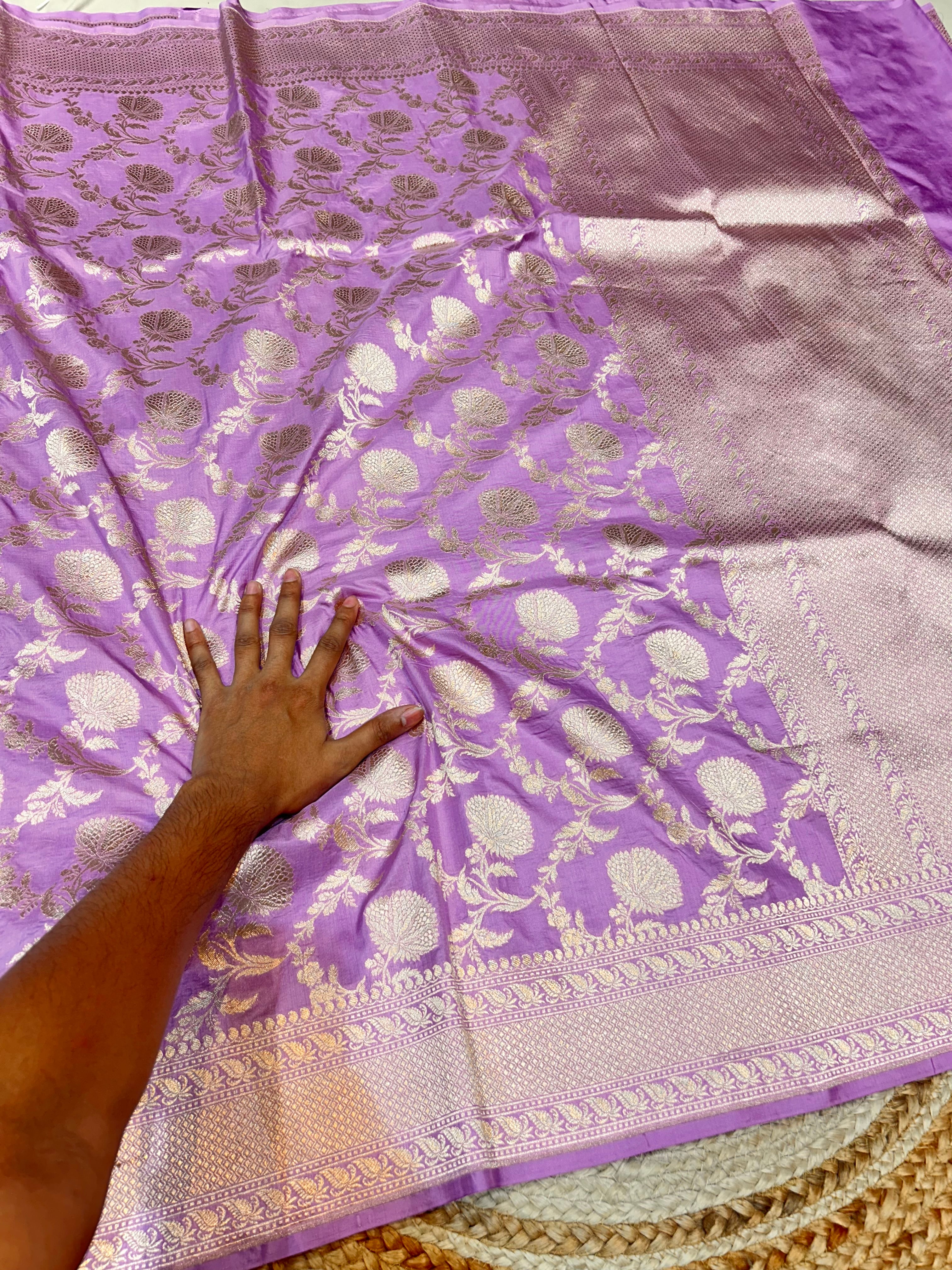 Lavender 100% Pure Banarasi Katan Silk Saree