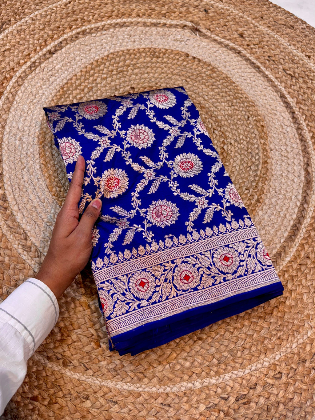 Royal Blue 100% Pure Banarasi Katan Silk Meenakari Saree