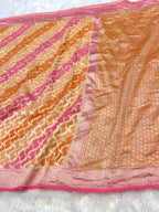 Peach 100% Pure Banarasi Khaddi Georgette RANGKAAT Saree