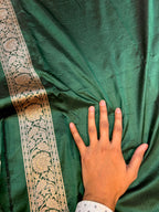 Bottle Green Pure Banarasi Katan Silk Saree