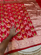 Red 100% Pure Banarasi Katan Silk Meenakari Saree