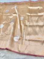Diamond Gold 100% Pure Banarasi Tissue Silk Handloom Handwoven Saree
