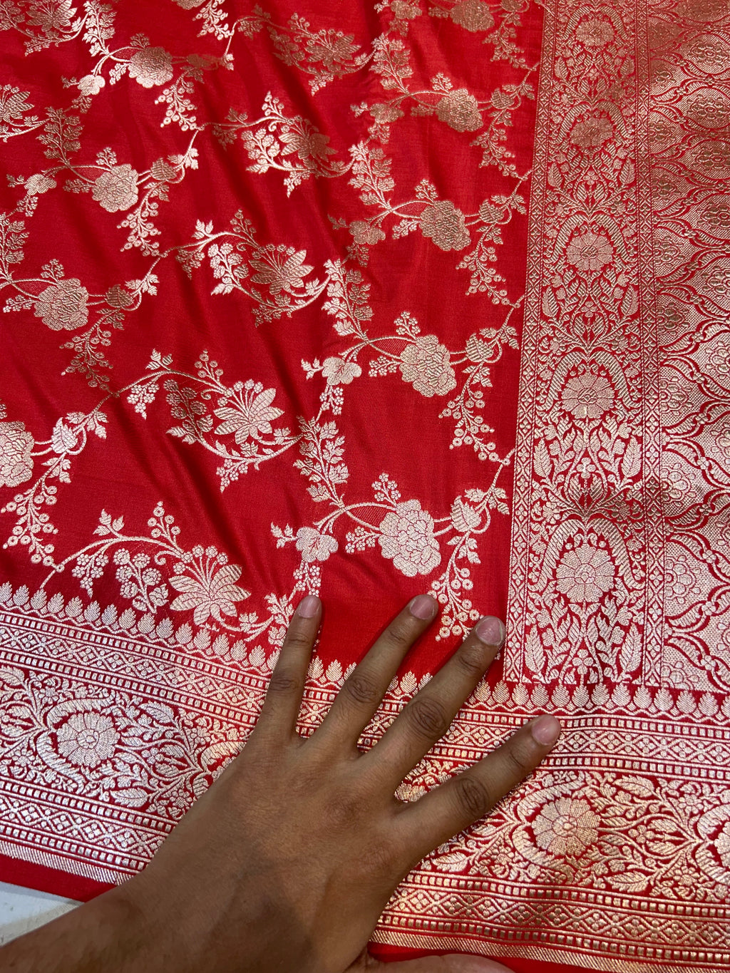 Red 100% Pure Banarasi Katan Silk Saree