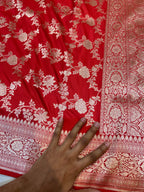 Red 100% Pure Banarasi Katan Silk Saree