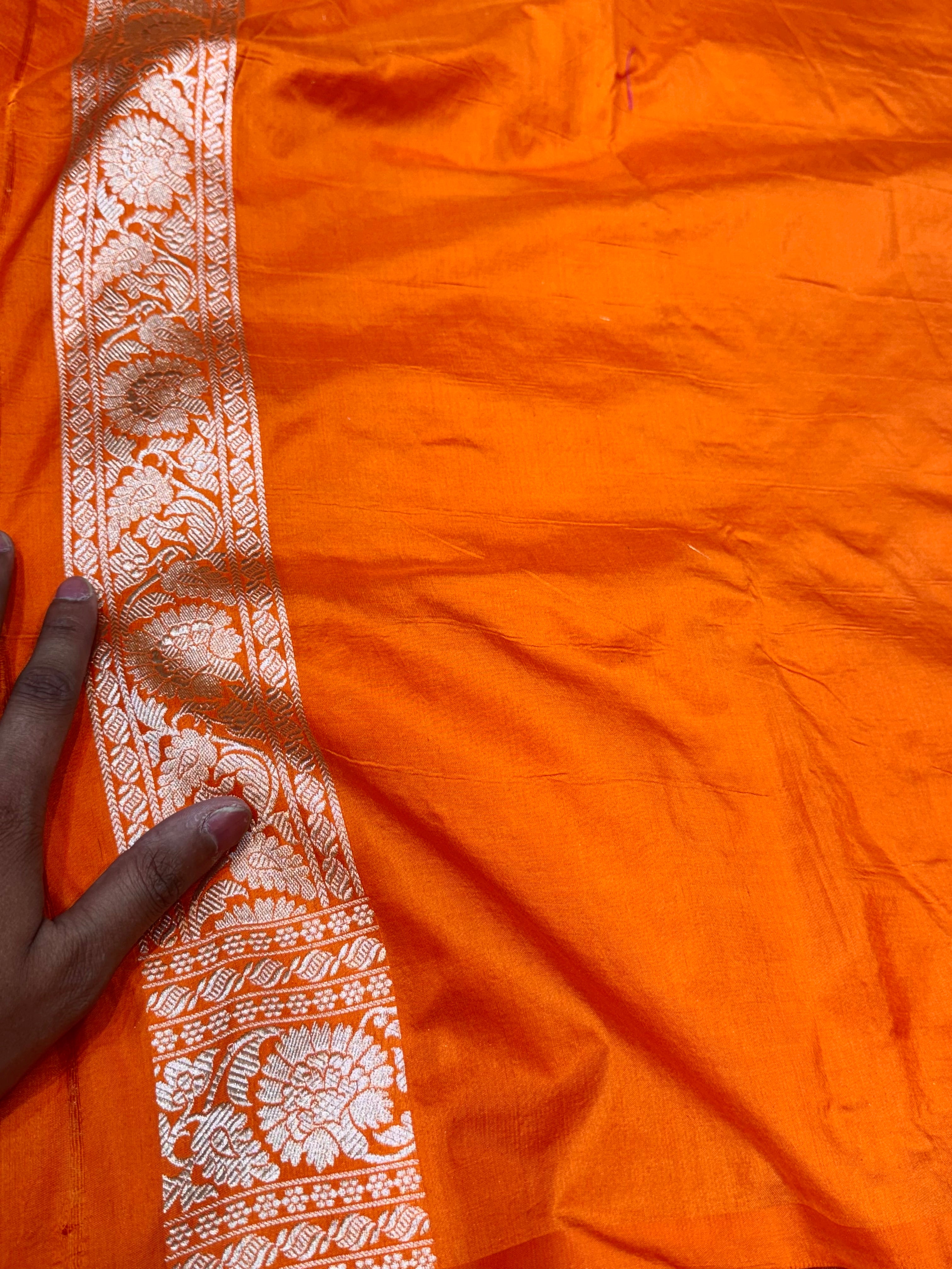 Fanta Orange 100% Pure Banarasi Katan Silk Saree