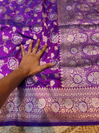 Dual Shade Purple 100% Pure Banarasi Katan Silk Meenakari Saree