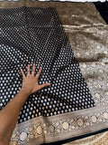 Black 100% Pure Banarasi Katan Silk Saree