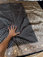 Black 100% Pure Banarasi Katan Silk Saree