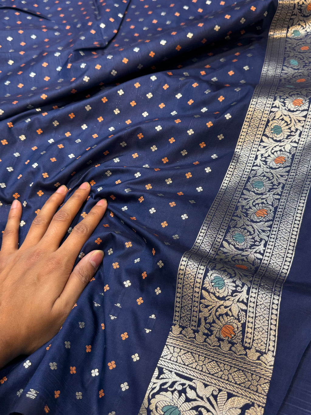 Dark Blue Banarasi SemiKatan Silk Partywear Saree