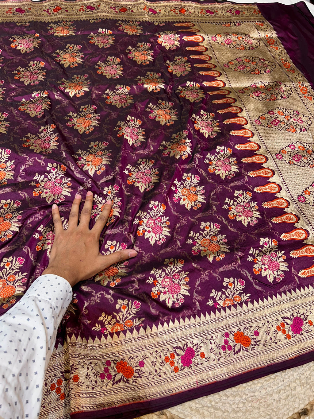Prebook | Wine Purple 100% Pure Banarasi Katan Silk Meenakari Saree