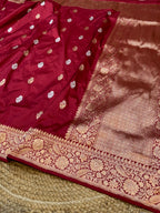Prebook | Maroon 100% Pure Banaras Katan Silk Handloom Handwoven Pattu Saree