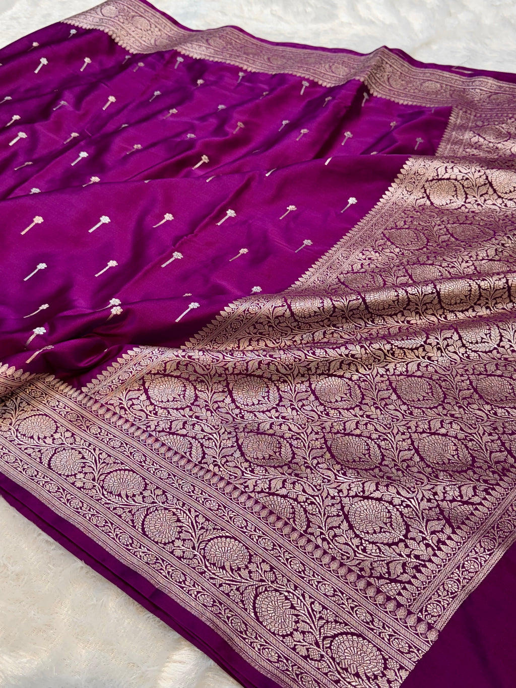 Purple Banarasi Soft Meenakari Mashru Silk Partywear Saree