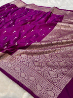 Purple Banarasi Soft Meenakari Mashru Silk Partywear Saree