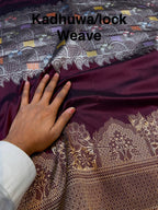 Coffee Brown 100% Pure Banaras Katan Silk Handloom Handwoven Pattu Saree