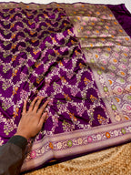 Prebook | Wine Purple 100% Pure Banarasi Katan Silk Meenakari Saree