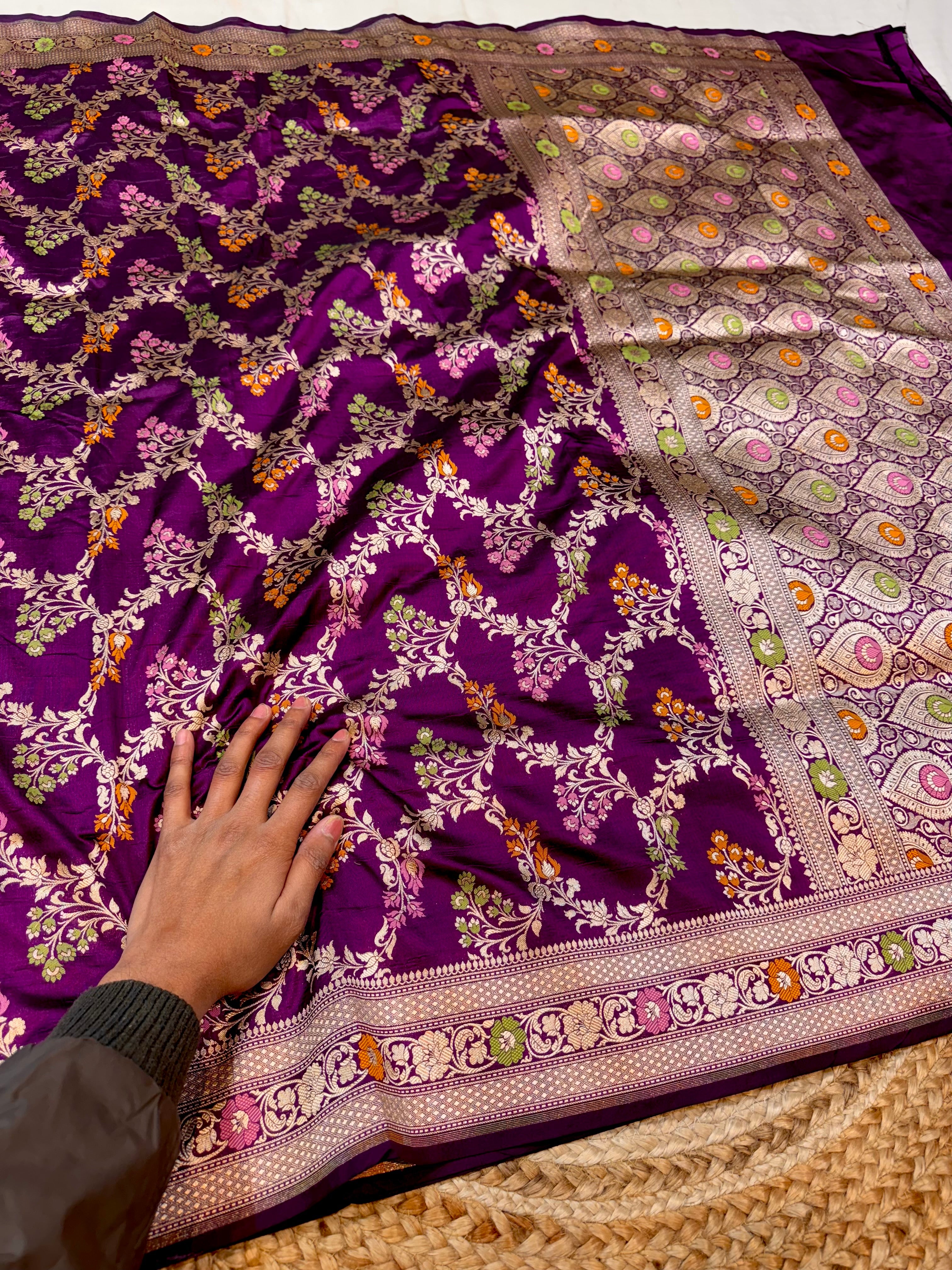 Prebook | Wine Purple 100% Pure Banarasi Katan Silk Meenakari Saree