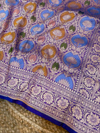 Prebook | Dual Shade Purple Exclusive Pure Banarasi Katan Silk Rangkaat Saree