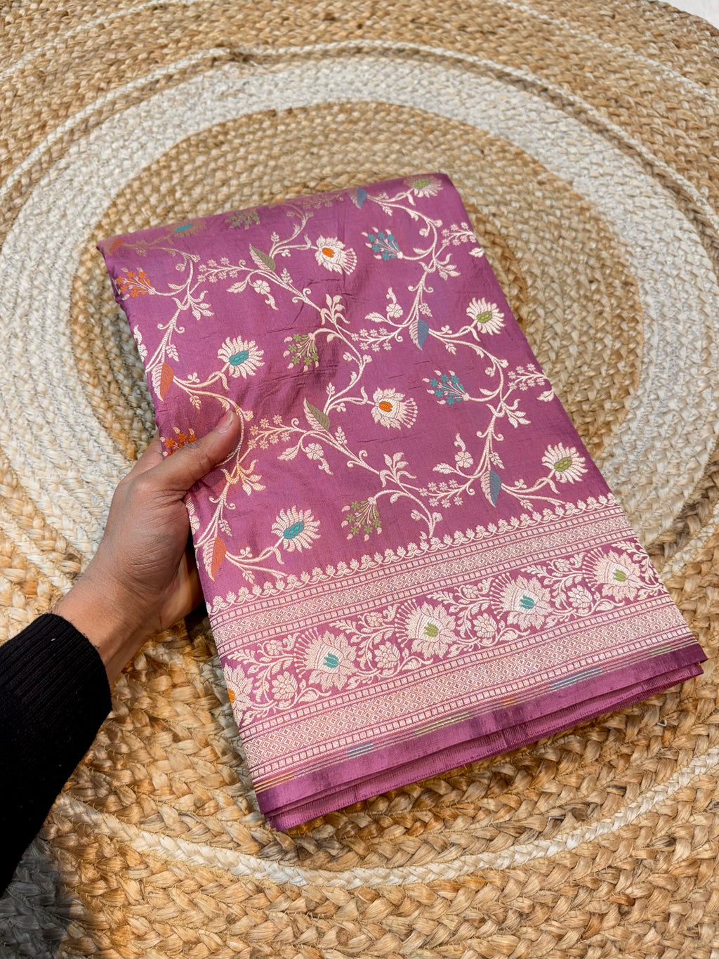 Prebook | Dusty Lilac 100% Pure Banarasi Katan Silk Meenakari Saree