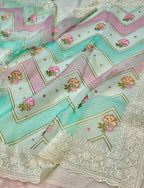 Sea Green Organza Silk Partywear Banaras Embroidered Lightweight Sarees