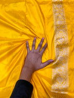 Yellow 100% Pure Banarasi Katan Silk Meenakari Saree