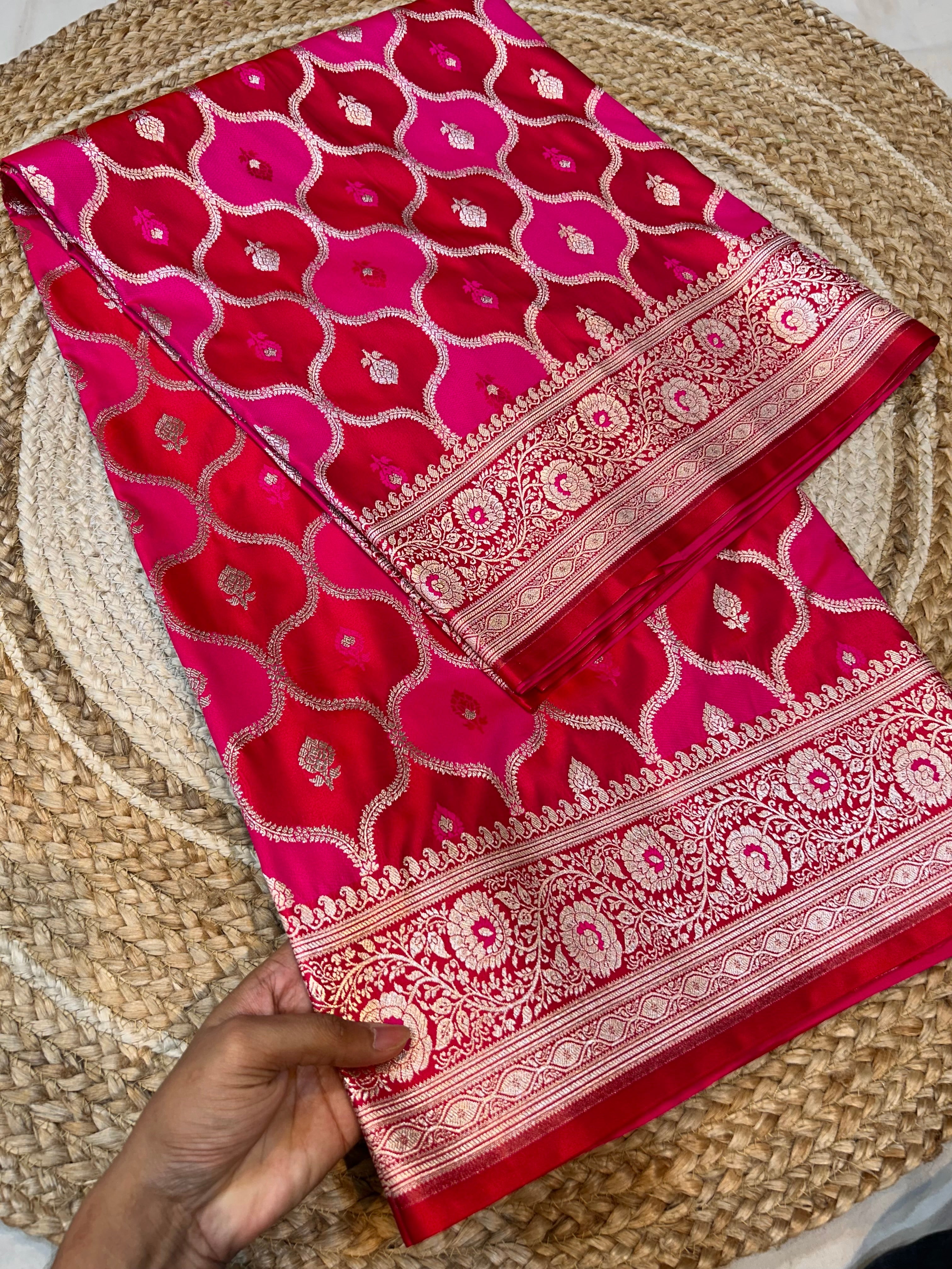 Red Banarasi Soft RANGKAAT Mashru Silk Partywear Saree