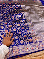 Royal Blue 100% Pure Banarasi Katan Silk Meenakari Saree