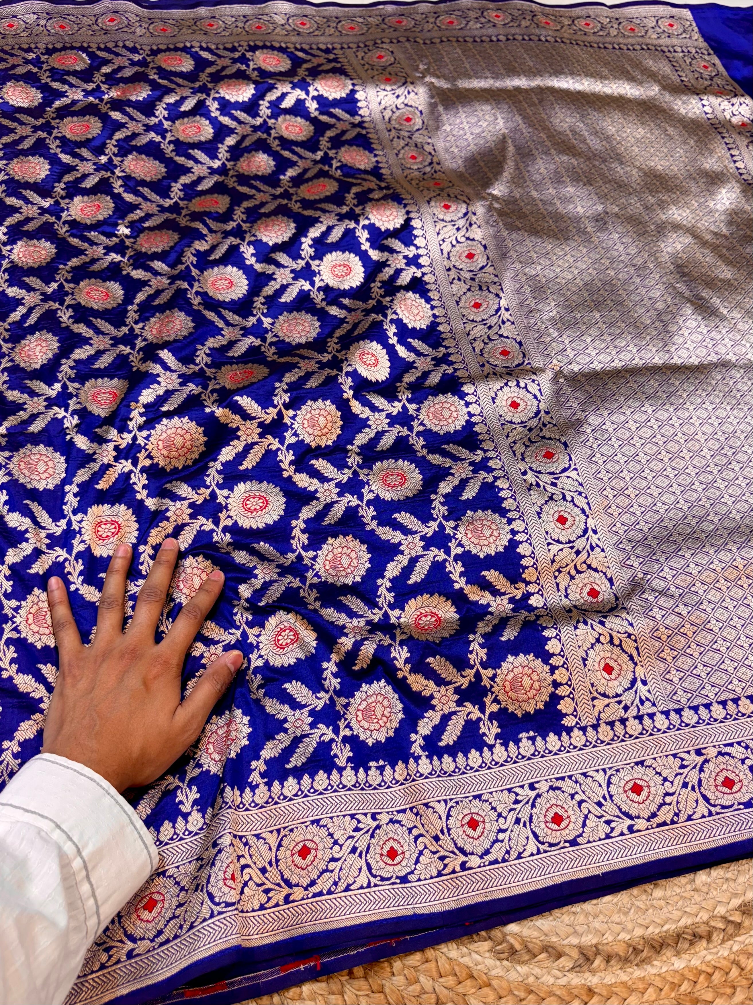 Royal Blue 100% Pure Banarasi Katan Silk Meenakari Saree