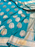 Sea Green 100% Pure Banarasi Katan Silk Meenakari Saree