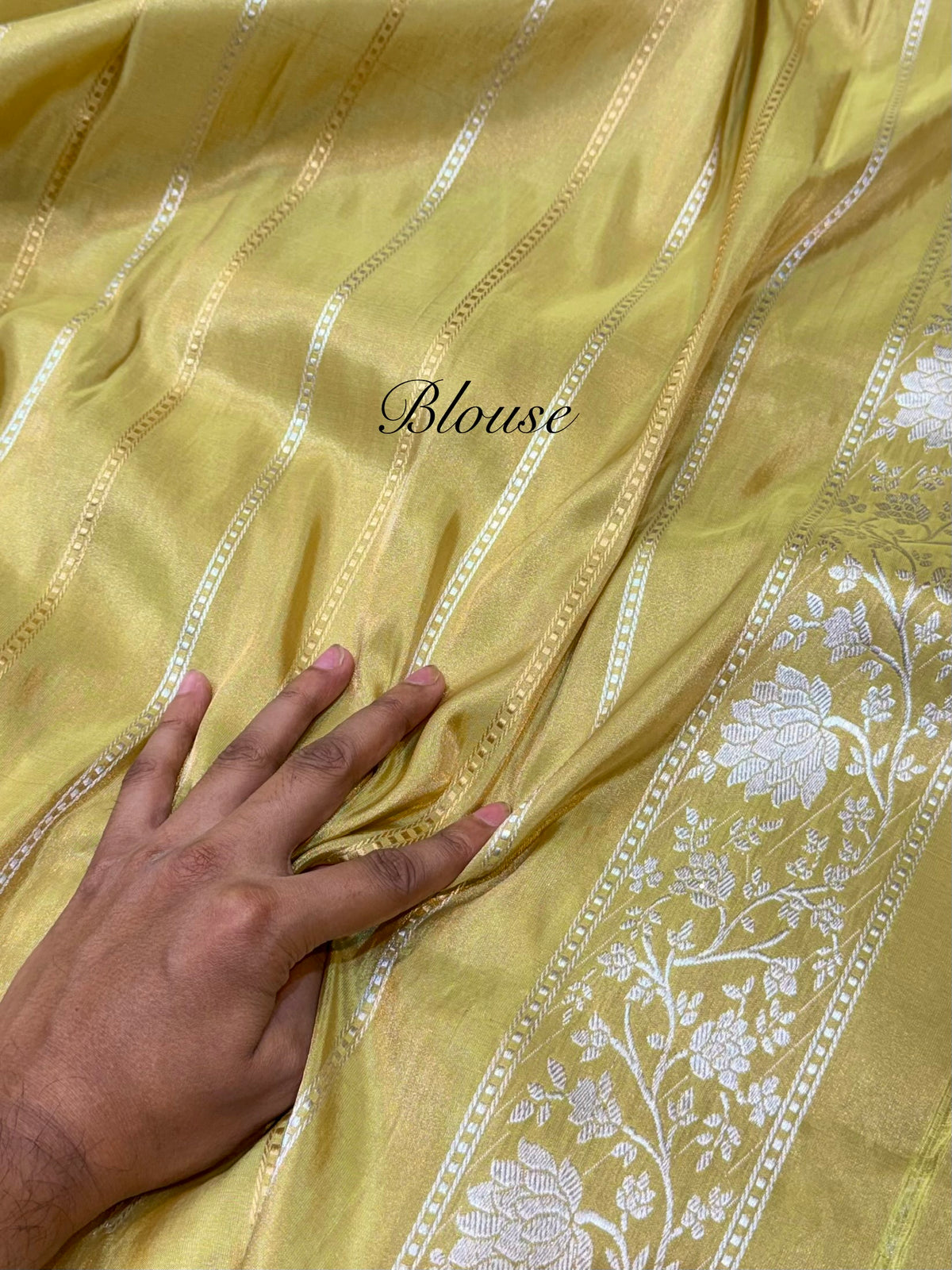 Diamond Green Pure Banarasi Tissue Silk Handloom Handwoven Saree