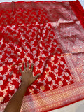Red 100% Pure Banarasi Katan Silk Saree