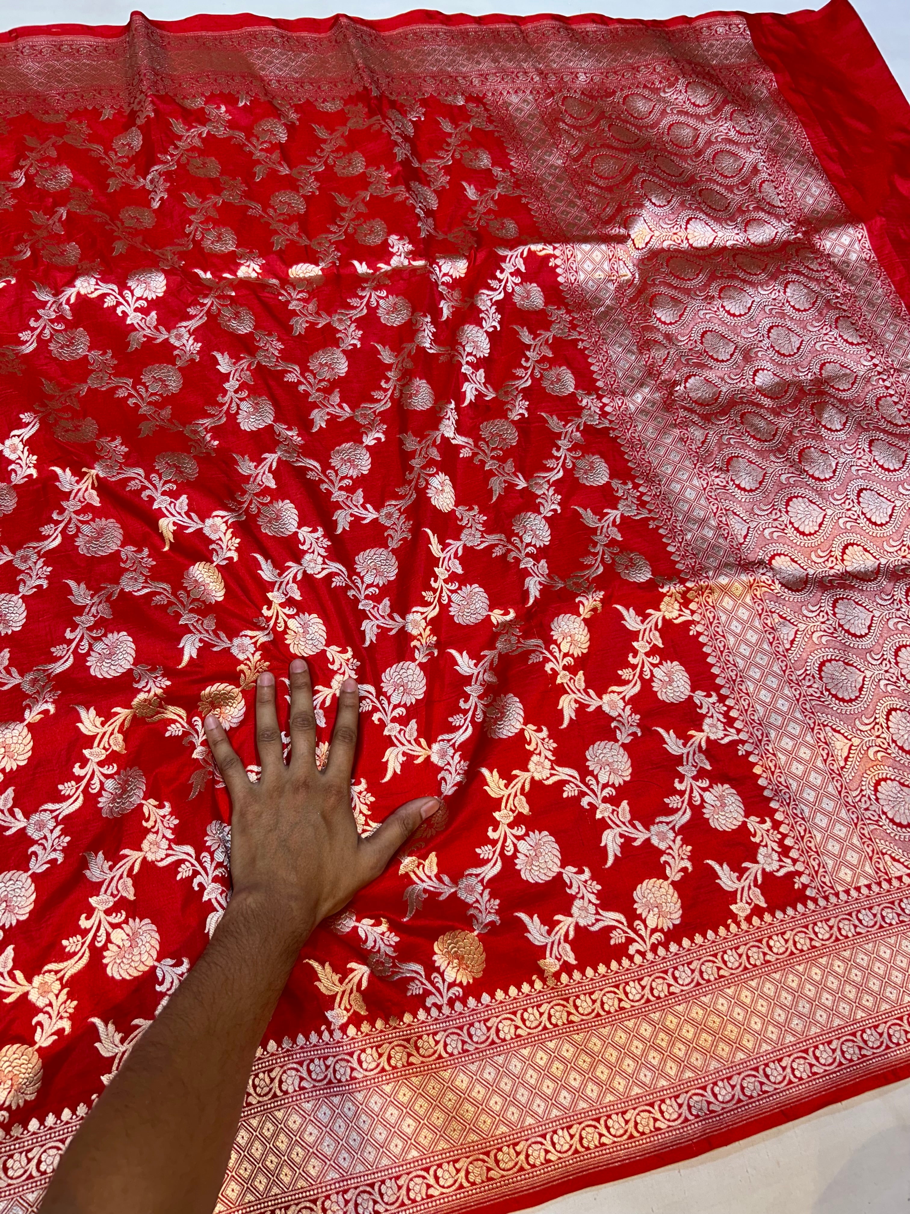 Red 100% Pure Banarasi Katan Silk Saree