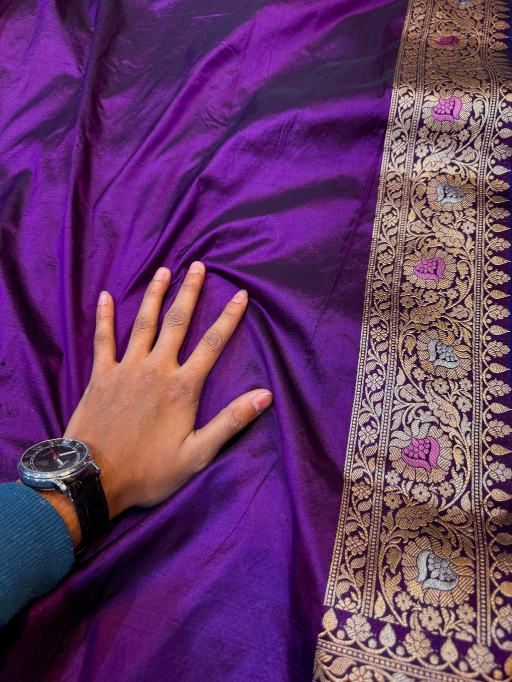 Prebook | Violet Purple 100% Pure Banarasi Katan Silk Meenakari Saree