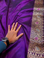 Prebook | Violet Purple 100% Pure Banarasi Katan Silk Meenakari Saree