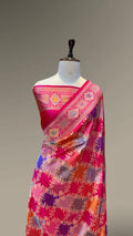 Rani Pink 100% Exclusive Pure Banaras Katan Silk Rangkaat Saree