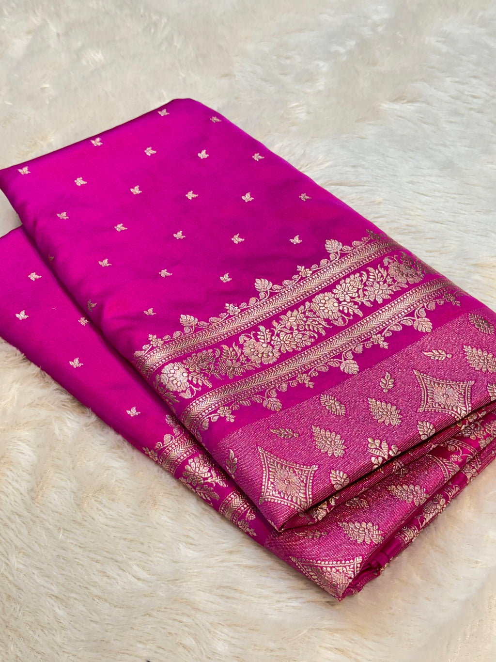 Rani Pink Banarasi Soft Mashru Silk Partywear Saree