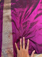 Wine Purple 100% Pure Banarasi Katan Silk Meenakari Saree
