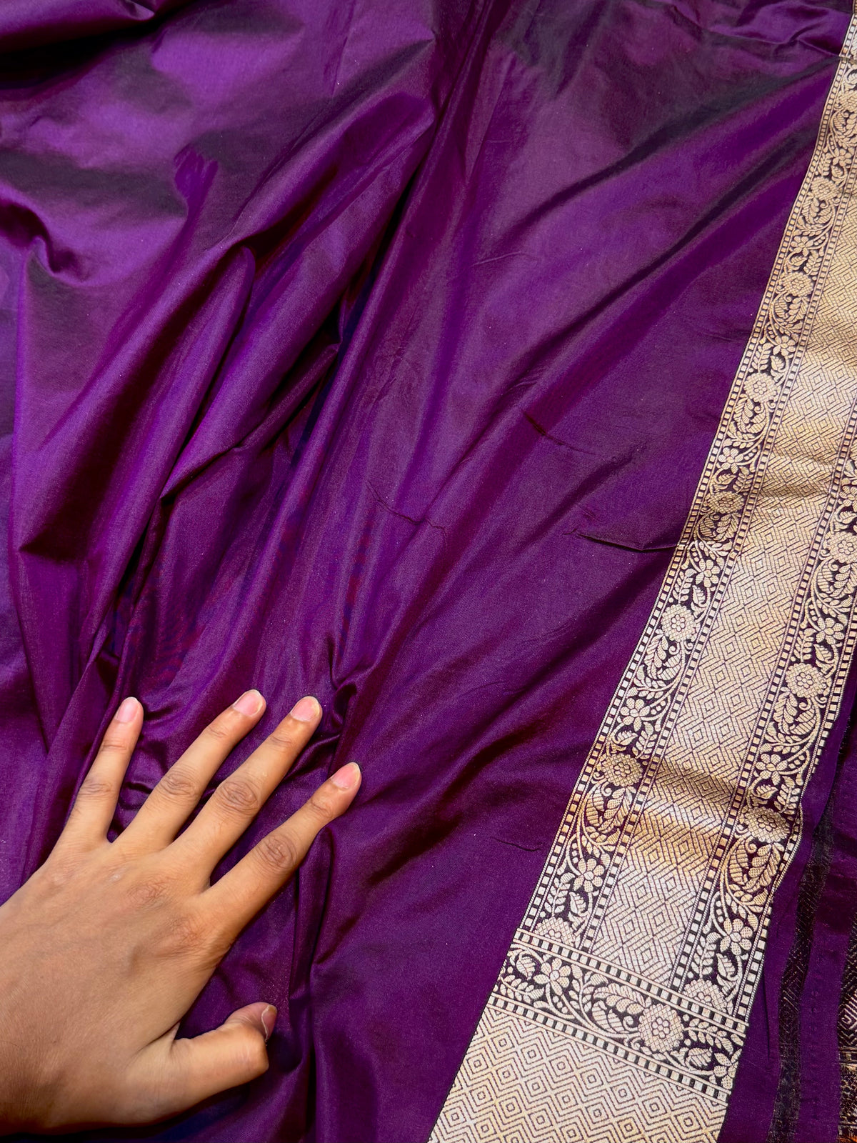 Wine Purple Pure Banarasi Katan Silk Meenakari Saree