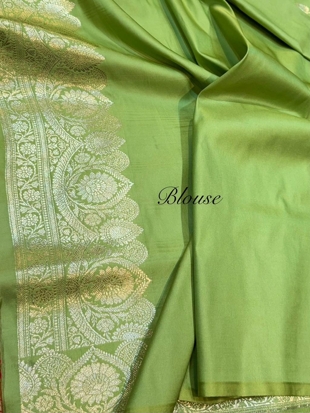 Pista Green Banarasi Soft Mashru Silk Partywear Saree