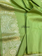 Pista Green Banarasi Soft Mashru Silk Partywear Saree