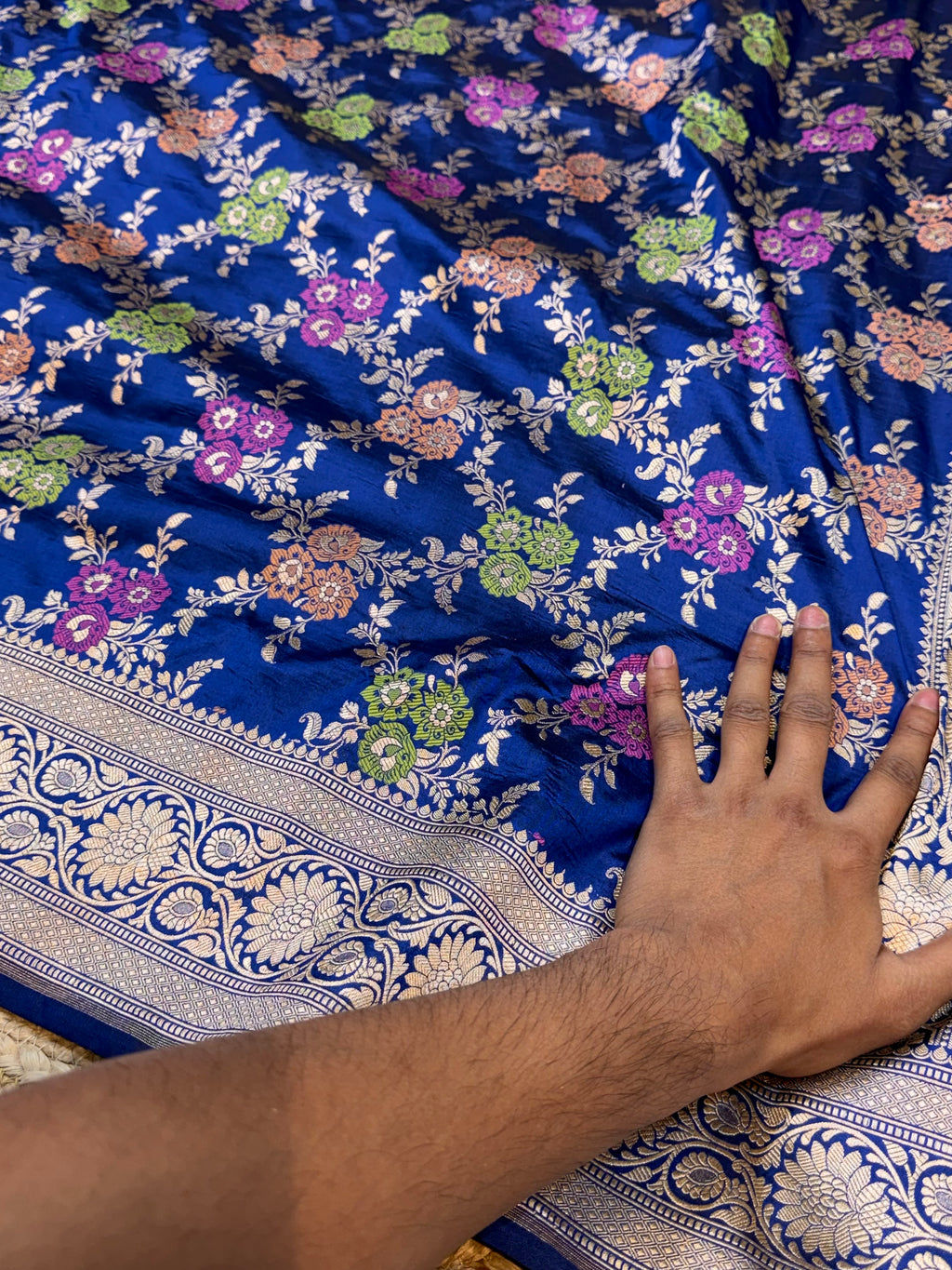 Royal Blue 100% Pure Banarasi Katan Silk Meenakari Saree